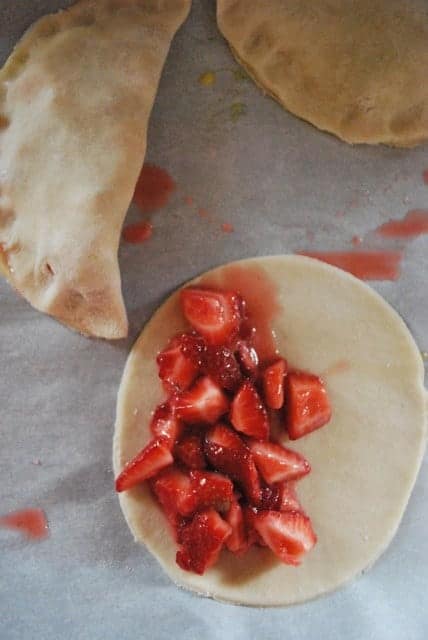 pie dough with strawberry filling