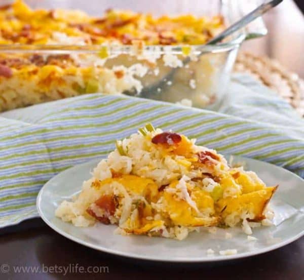 Twice Baked Cauliflower (with bacon, sour cream, & cheese!)