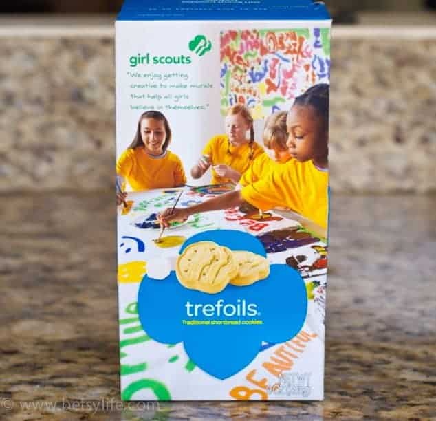 Box of girl scout trefoil cookies 