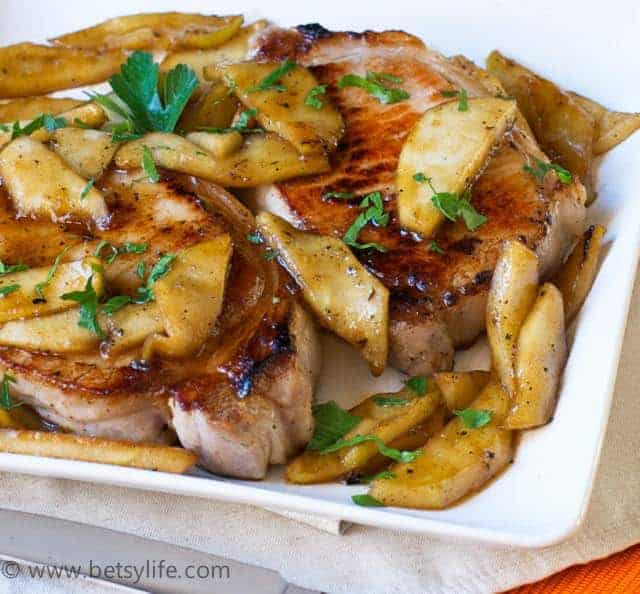 Brined Pork Chops with Apple Compote