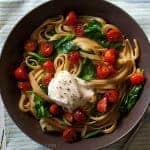 Fettuccine with Burrata and Roasted Tomatoes