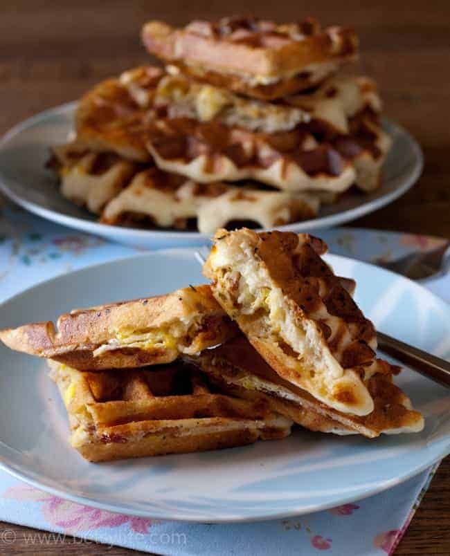 Bacon, Egg and Cheese Stuffed Waffles 