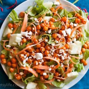 salad topped with chickpeas