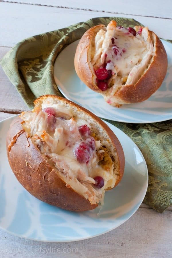Crispy, gooey, cheesy. These Thanksgiving Leftovers Stuffed Sandwich Rolls are the ultimate way to enjoy your leftovers. | Betsylife.com 