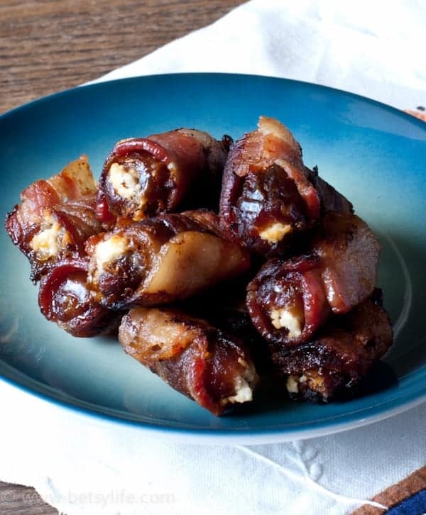 Bacon Wrapped Goat Cheese Stuffed Dates 