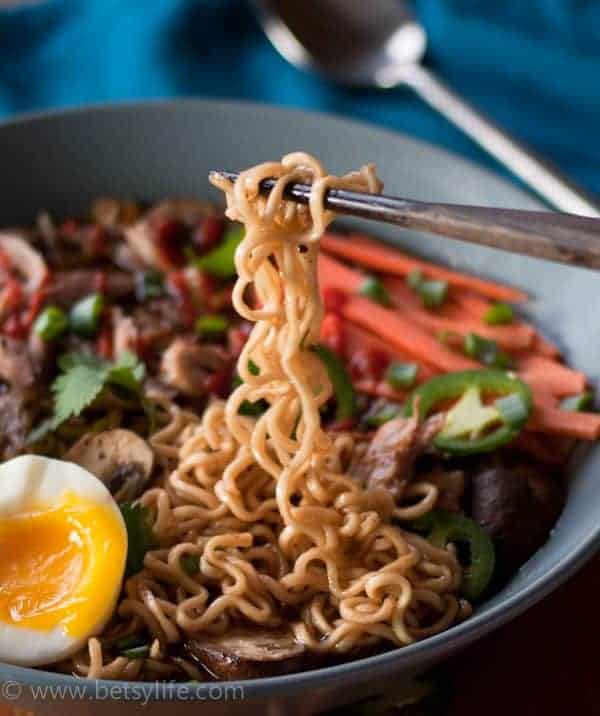 ramen noodles with chopsticks