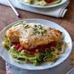 Baked Chicken Parmesan Over Zucchini Noodles