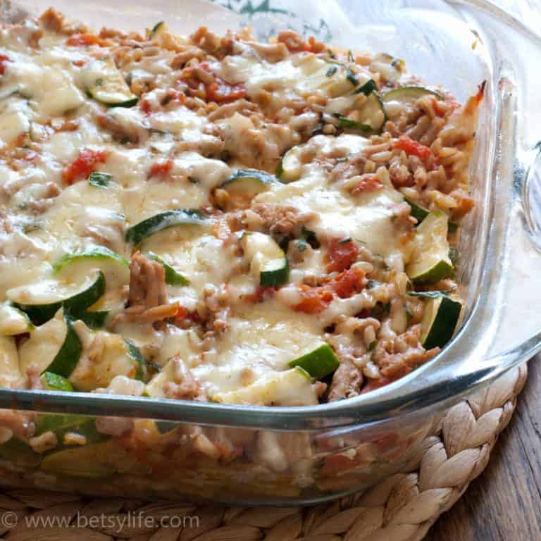 MakeAhead Cheesy Zucchini and Turkey Casserole (glutenfree)