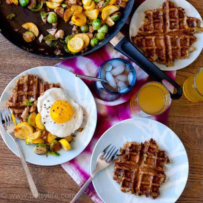 Leftover Stuffing Waffles and Turkey Vegetable Hash