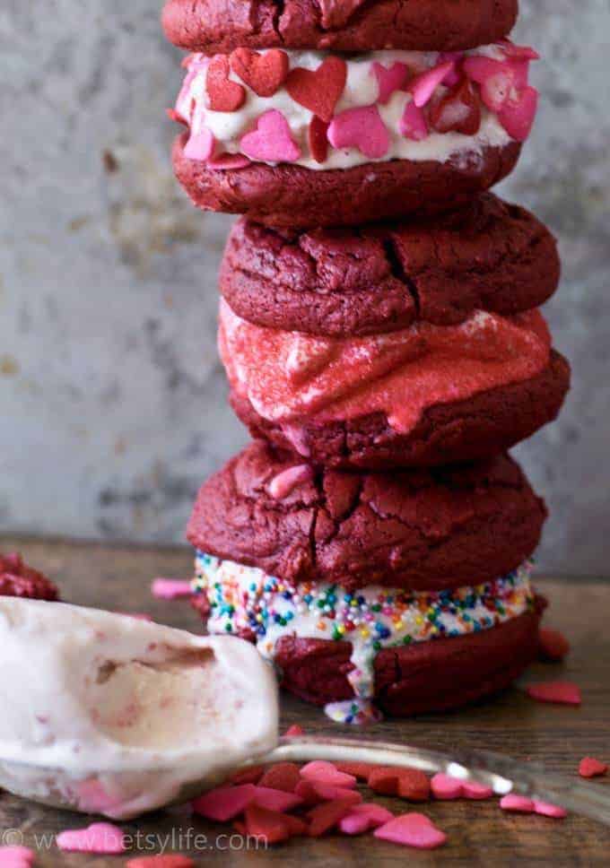 stack of Red Velvet Ice Cream Sandwiches