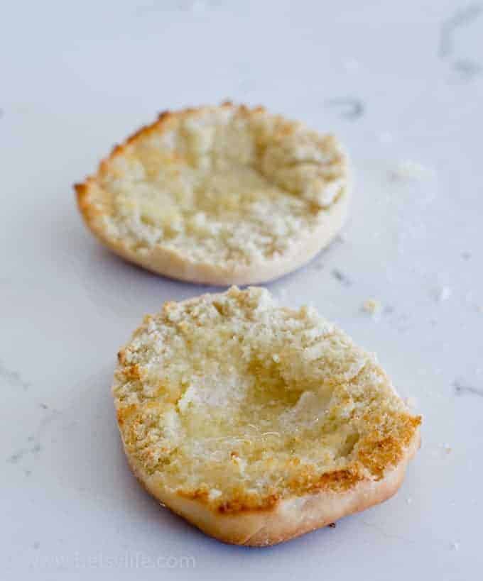 English muffin split in half 