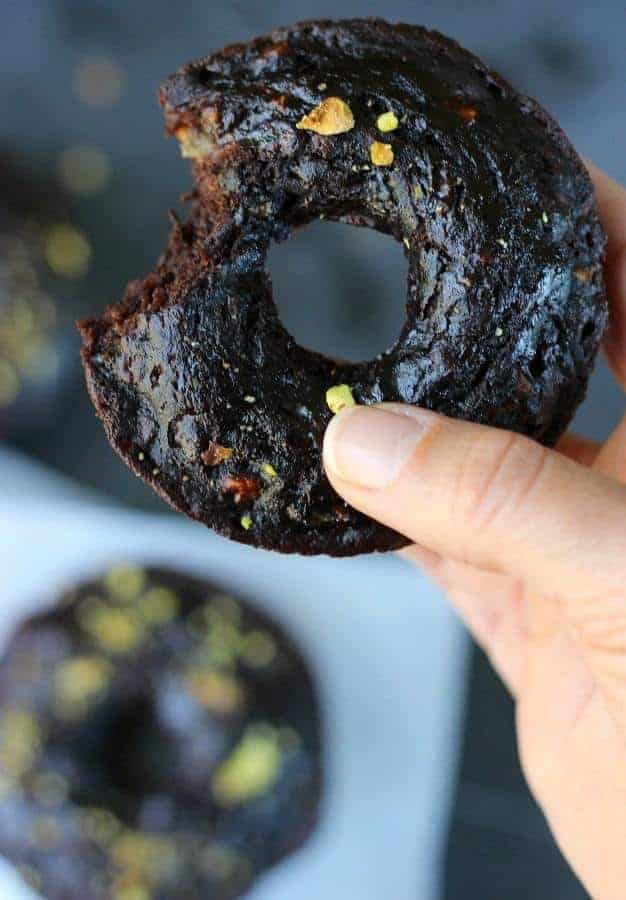 Chocolate Pistachio Zucchini Donut 