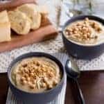 Creamy Cauliflower and Lentil Soup with Spiced Toasted Nuts