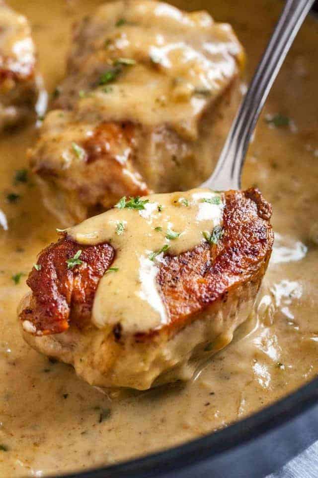 30 Minute Date Night Meals. Pork Medallions with Blue Cheese Sauce